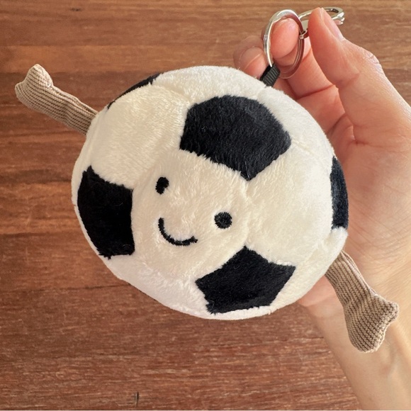 Soccer Ball Plush Keychain Clip Cute Sports Bag Charm Backpack Accessory Gift - Picture 2 of 7